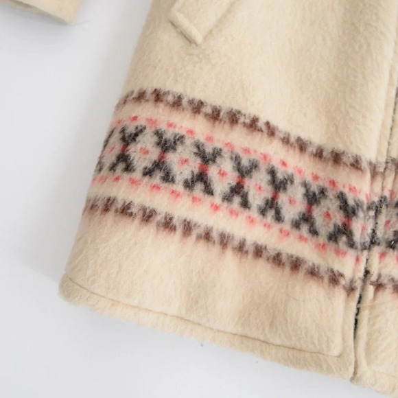 Vintage Gemini 70's Cream  60% Wool Zip Up Winter Coat Icewool Inuit Parka 14M - Picture 6 of 16